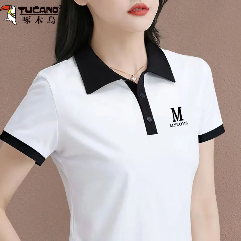啄木鸟纯棉短袖t恤女翻领polo衫