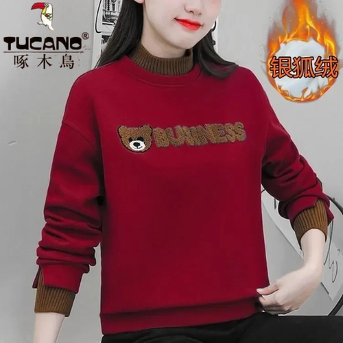 啄木鸟加绒加厚宽松棉通勤