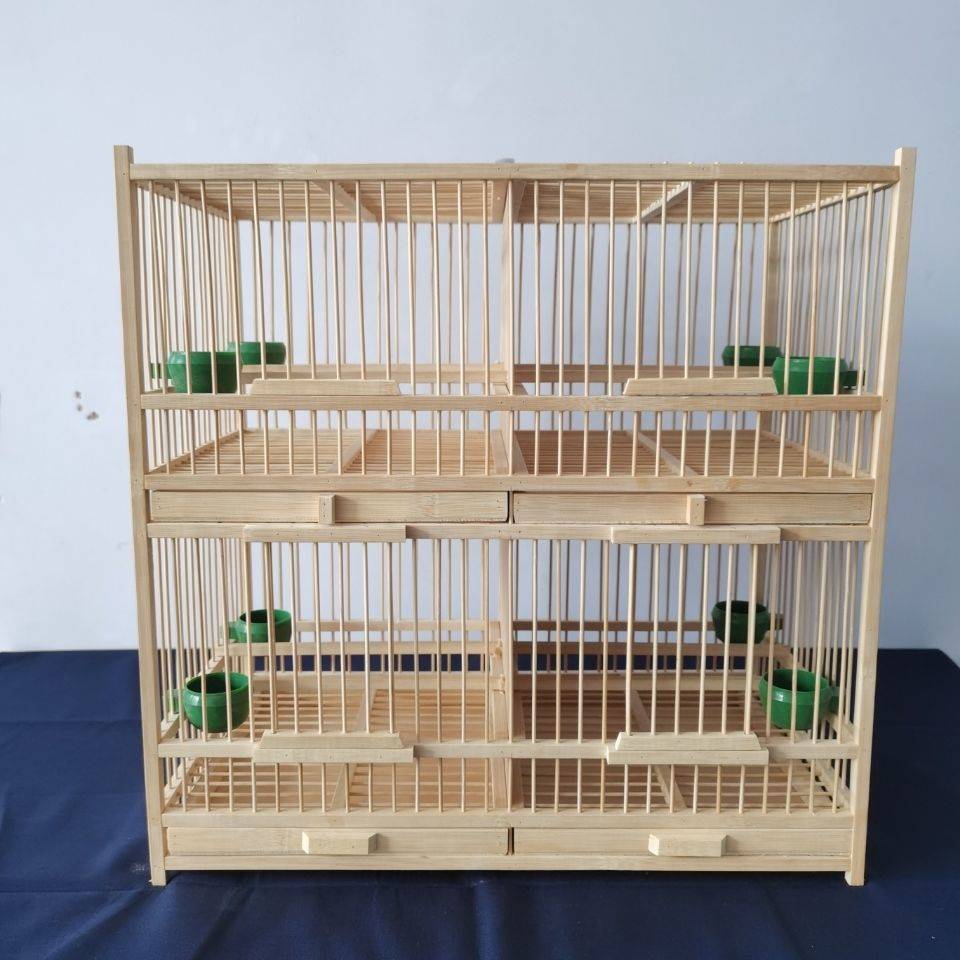 竹子鸟笼四格排笼适合养绣眼黄鸟麻料白玉鸟黄豆鸟笼纯手工制作