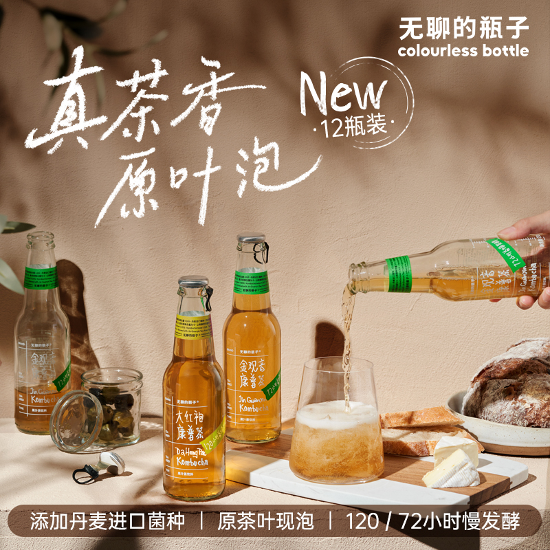 无聊的瓶子康普茶益生菌慢发酵