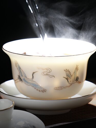 盖碗功夫茶杯茶壶单个泡茶冲茶三才白陶瓷羊脂玉德化玻璃高档家用