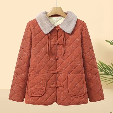 冬季新款棉衣加绒外套加厚棉服妈妈中老年时尚洋气秋冬保暖棉袄
