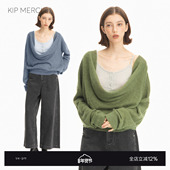 MERCI 25AW秋冬新款 row风羊毛假两件荡领毛衫 KIP 气质休闲针织衫