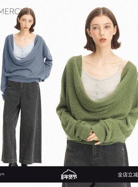 KIP MERCI 25AW秋冬新款row风羊毛假两件荡领毛衫气质休闲针织衫