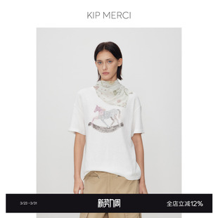 MERCI26SS夏梦幻灵驹摇摇马印花T恤通勤百搭休闲短袖 KIP 现货