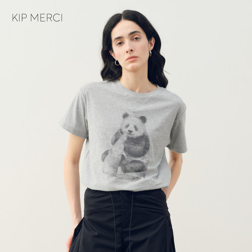 【汤曼妮粉丝专享】KIPMERCI 熊猫印花趣味T恤短袖