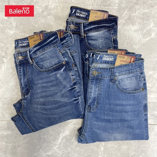 Baleno班尼路牛仔长裤男春夏款微弹休闲复古直筒修身直脚百搭潮流
