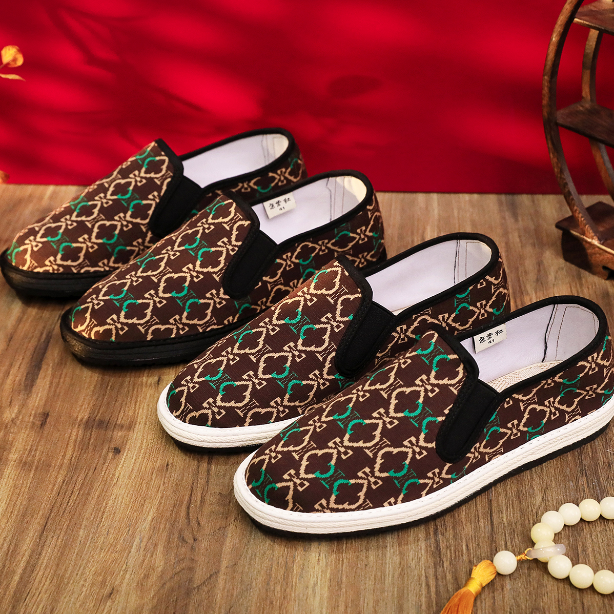 京紫红透气防滑布鞋千层底休闲