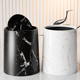 翻盖垃圾桶2026新款 家用客厅轻奢仿大理石纹收纳桶酒店卧室纸篓