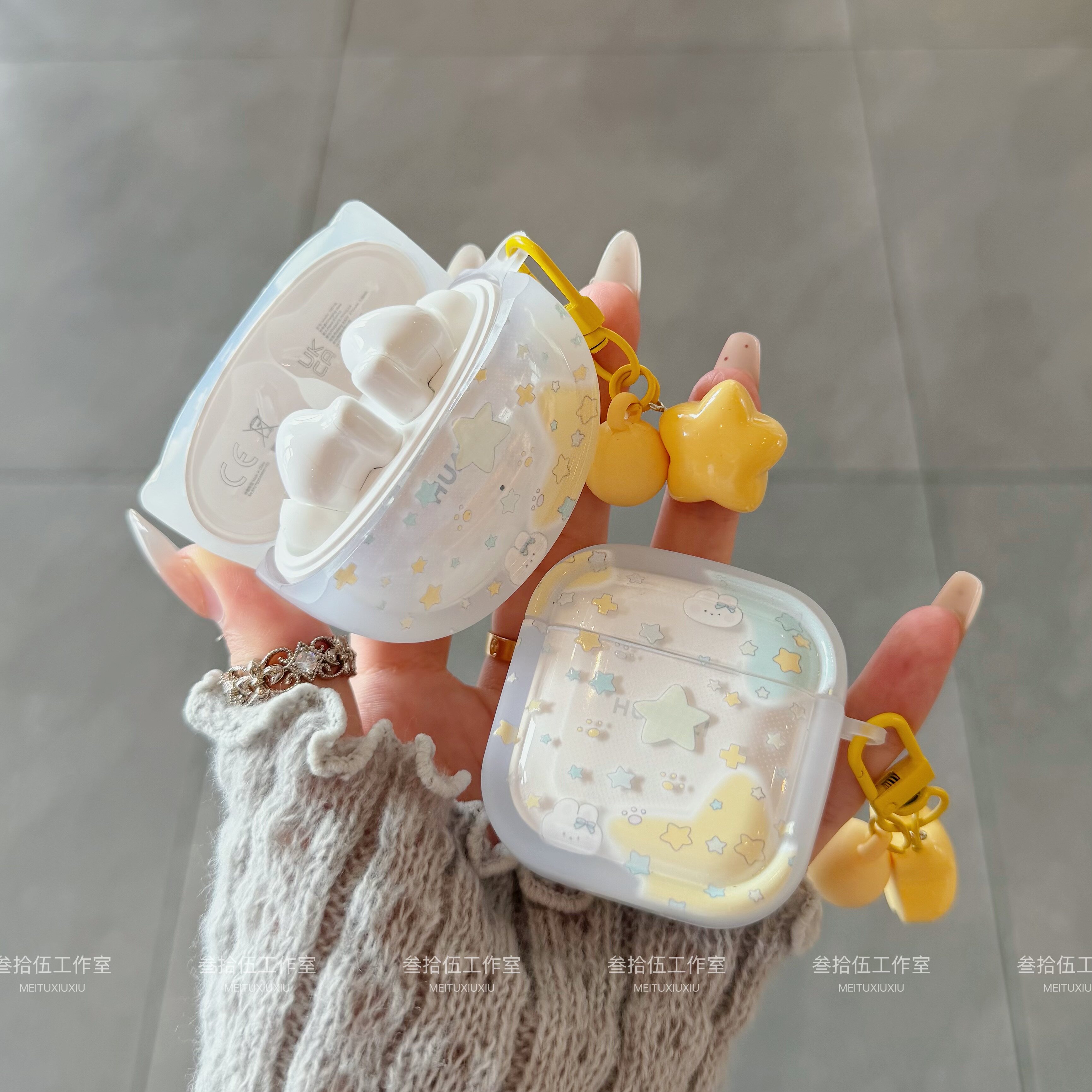 韩系晕染可爱星星兔子适用华为freebudsPro5耳机无线蓝牙