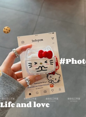 苹果元宝蝴蝶结猫咪适用airpods pro3无线蓝牙耳机保护套少女心可爱防摔耳机壳airpods4代新款2代