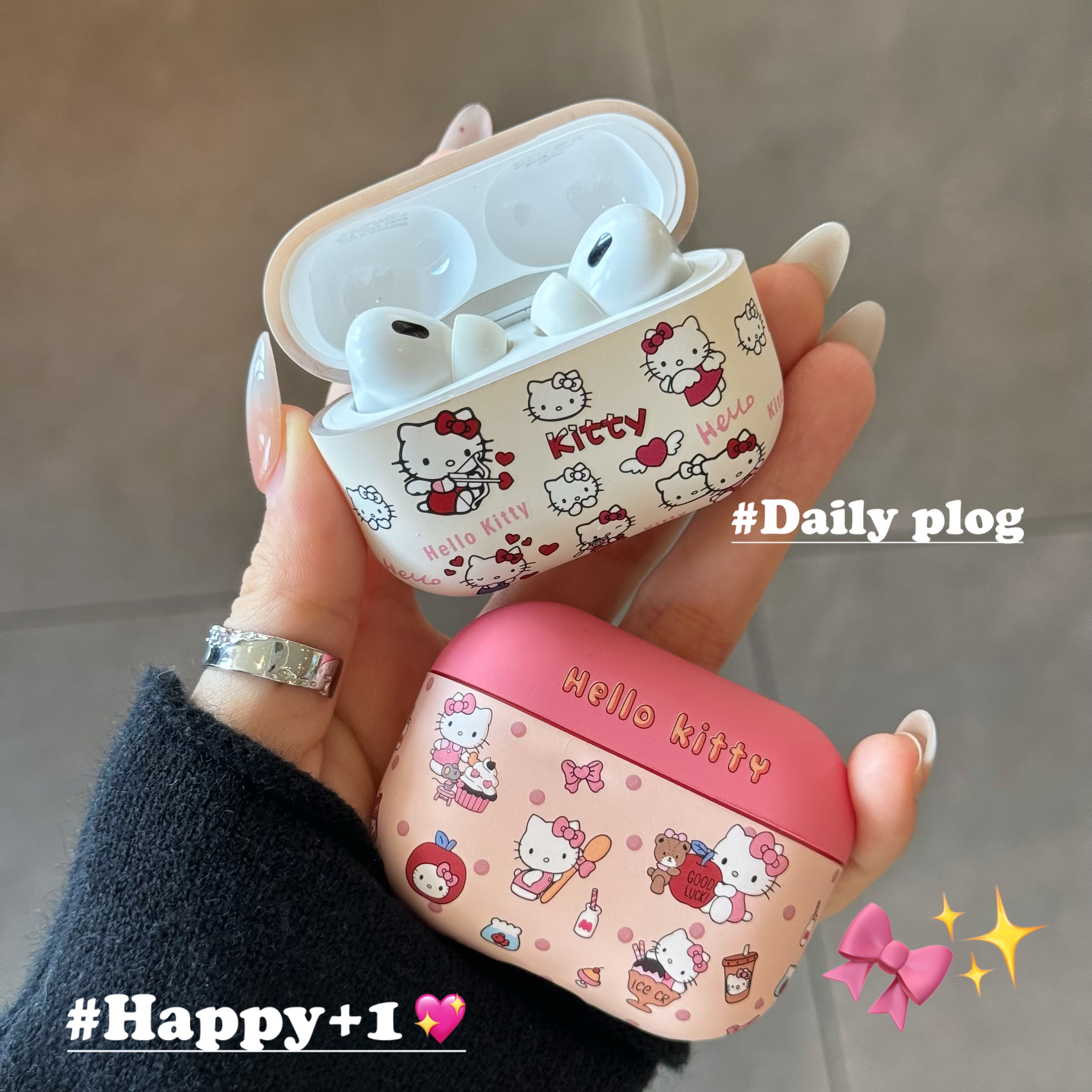 卡通少女心满屏甜品kt猫适用于AirPods pro2苹果耳机保护套AirPods3无线蓝牙耳机壳AirPods4防摔软壳2代