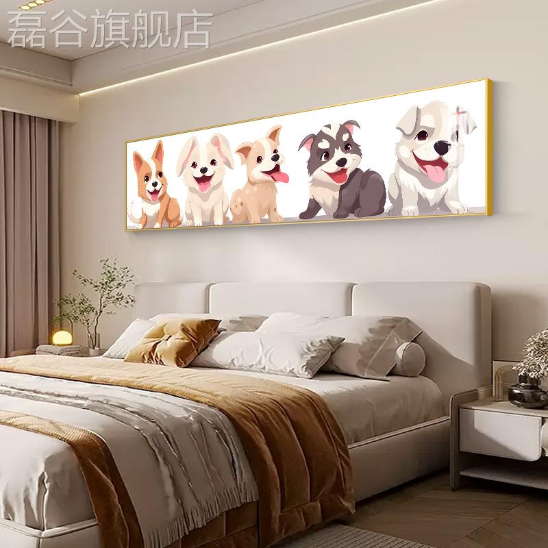 网红馆床头装饰店画现代约温简馨动物卧幅室背景墙挂画横版酒宾单图片