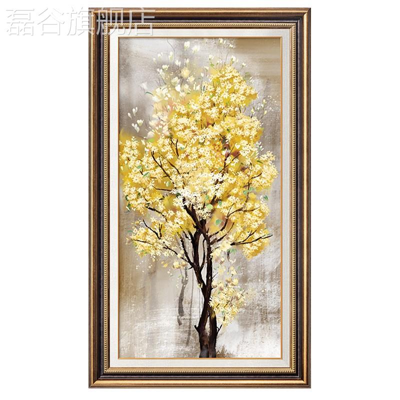 网红美式玄关装饰画挂发入财树轻奢进门户走廊壁画现代竖版高档过