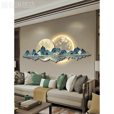 网红千发里江山图客挂厅画新中式发沙背山景墙装饰画光水风景壁画