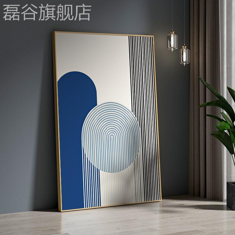 网红奢蓝抽象大色块装饰画现代客沙发背色景幅落地画轻玄关竖版挂图片