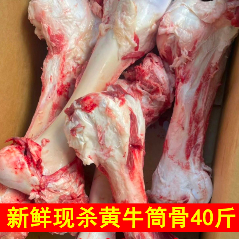 新鲜现杀牛棒骨40斤一整箱黄牛筒子骨牛筒骨中段烧烤骨髓熬汤食材