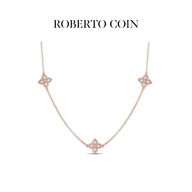 【24期免息】ROBERTO COIN/珂瑛PRINCESS FLOWER钻石小花三花项链