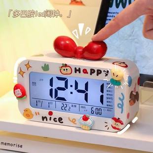 智能电子夜灯可爱小闹钟学生专用起床神器儿童女孩桌面电子时钟