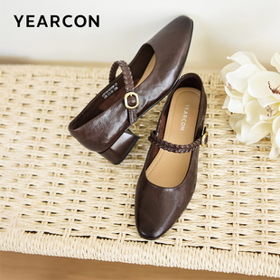 加宽版~意尔康玛丽珍鞋女2026春季新款法式高跟鞋单鞋大码女鞋子