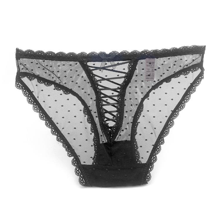 Womens Transparent Sexy Lace Briefs Bowknot Breathable Mesh