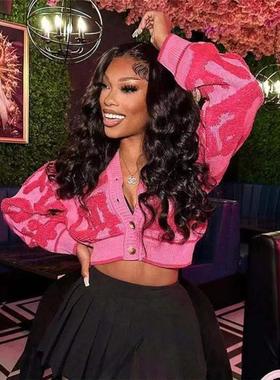 women for top knitted slim-fit high-waisted buttoned V-neck