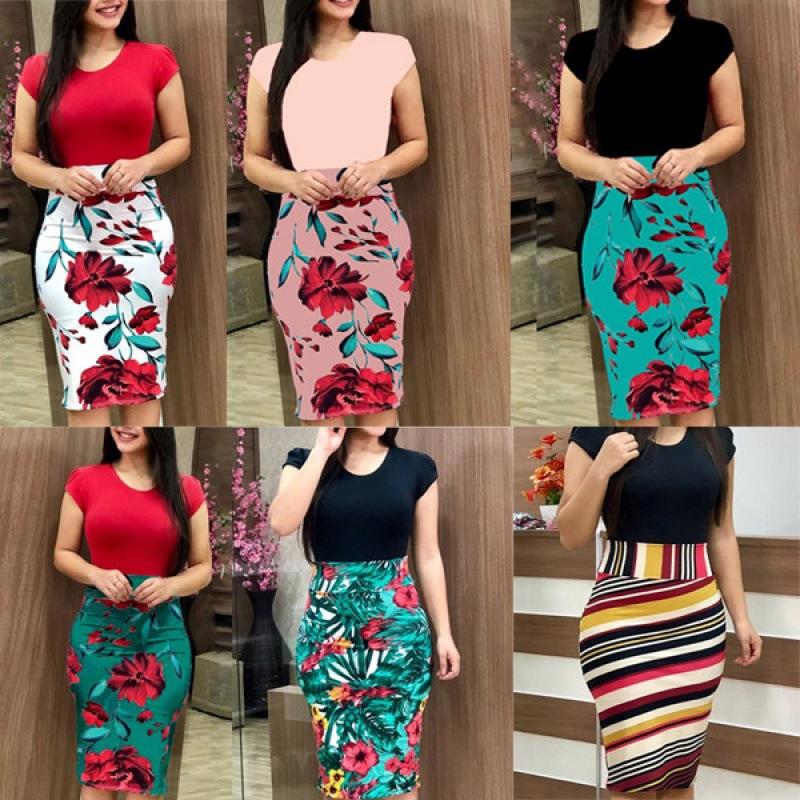 Colorblock flower hip dress plus size women's clothing