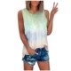 loose gradient shirt sleeveless Tie dye print tank top