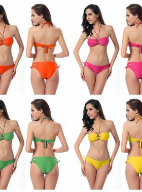 Swimsuit Bikini Fashion Bust-Pushing Sexy Neck Halter