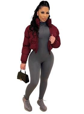 winter jacket for women bubble coat solid stand collar warm