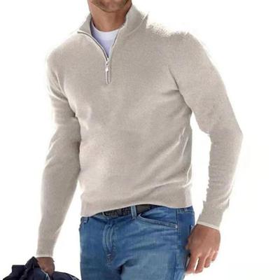 new fall winter men sweater casual solid color long zipped