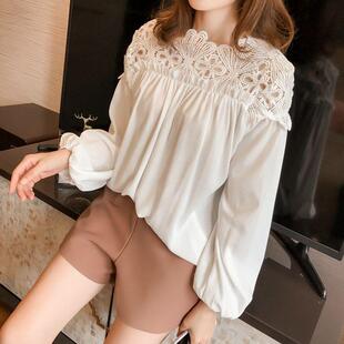 Large womens flower splicing lace shirt fashionable