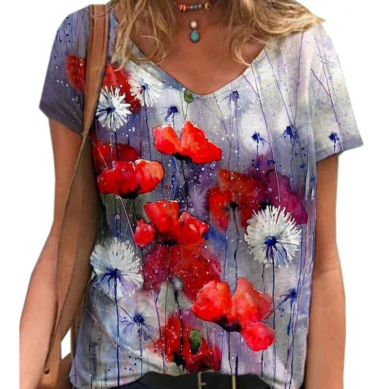summer tee oversized xl loose size tops cute xl print women