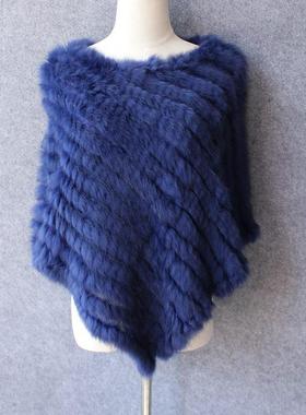 winter shawl fur women poncho fur rabbit handmade female