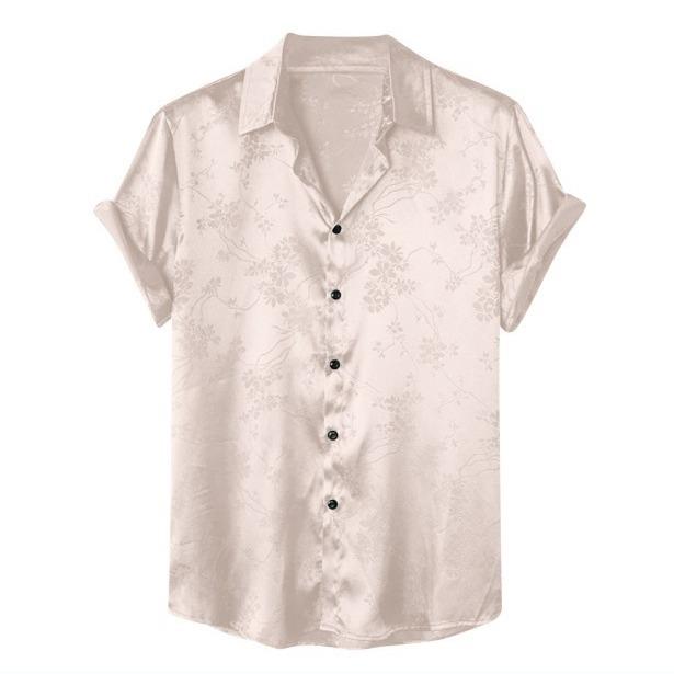 men shirt floral printing lapel streetwear clothing summer
