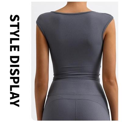 Yoga T-shirt for women with chest pad stripes quick-drying