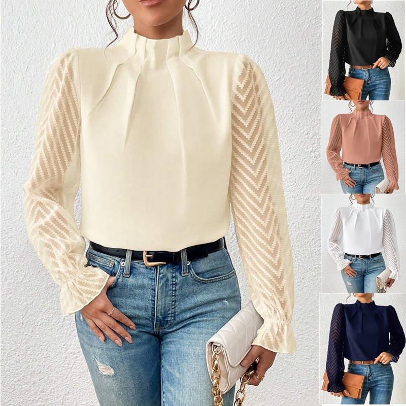 new high autumn long winter chiffon pattern casual sleeved
