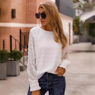 temperament womens commuting shirt loose long top sleeved