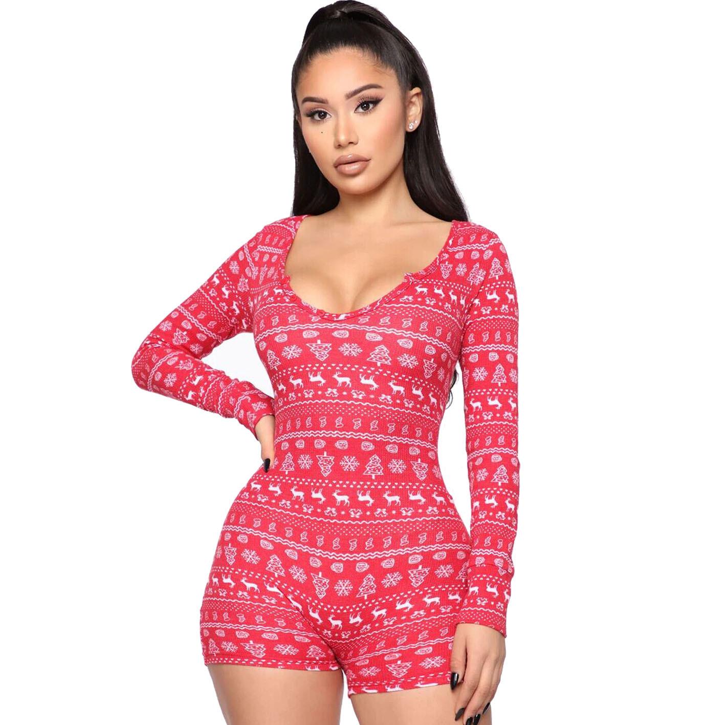 womens sexy butt buttoned flap pajamas cute long functional
