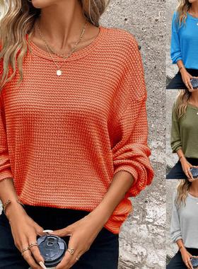 women for top color solid sleeve long shoulder drop neck