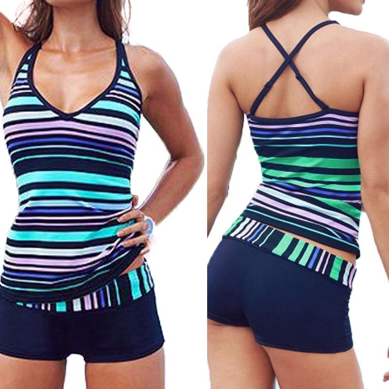 bikini sexy swimsuit striped two-piece size Large