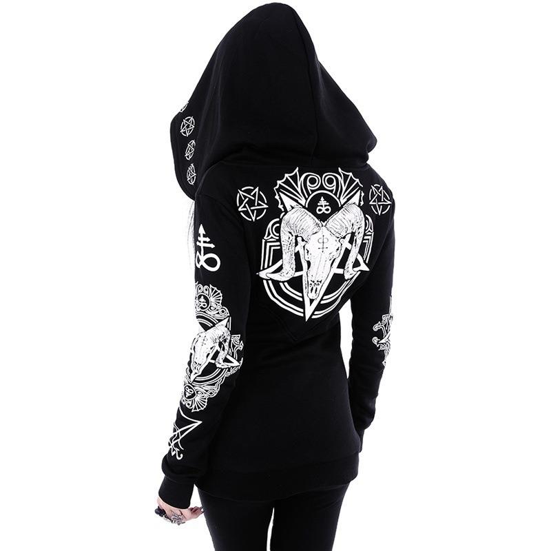 cyber winter sweatshirts zip clothes gothic hoodie women
