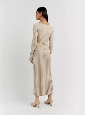 minimalist waist knited new for female dress neck high