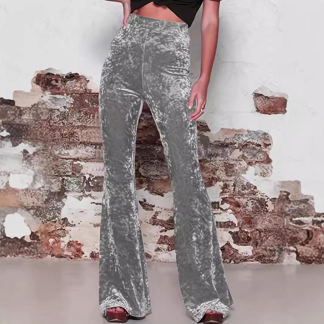 pants gold womens flared wide womens waist clothing casual