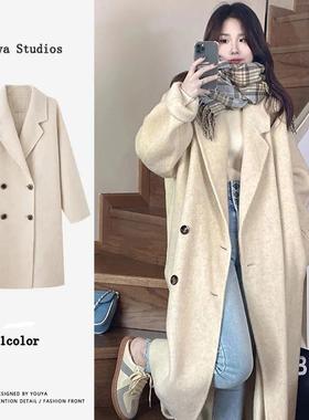 winter high-end handmade double breasted wool long coats