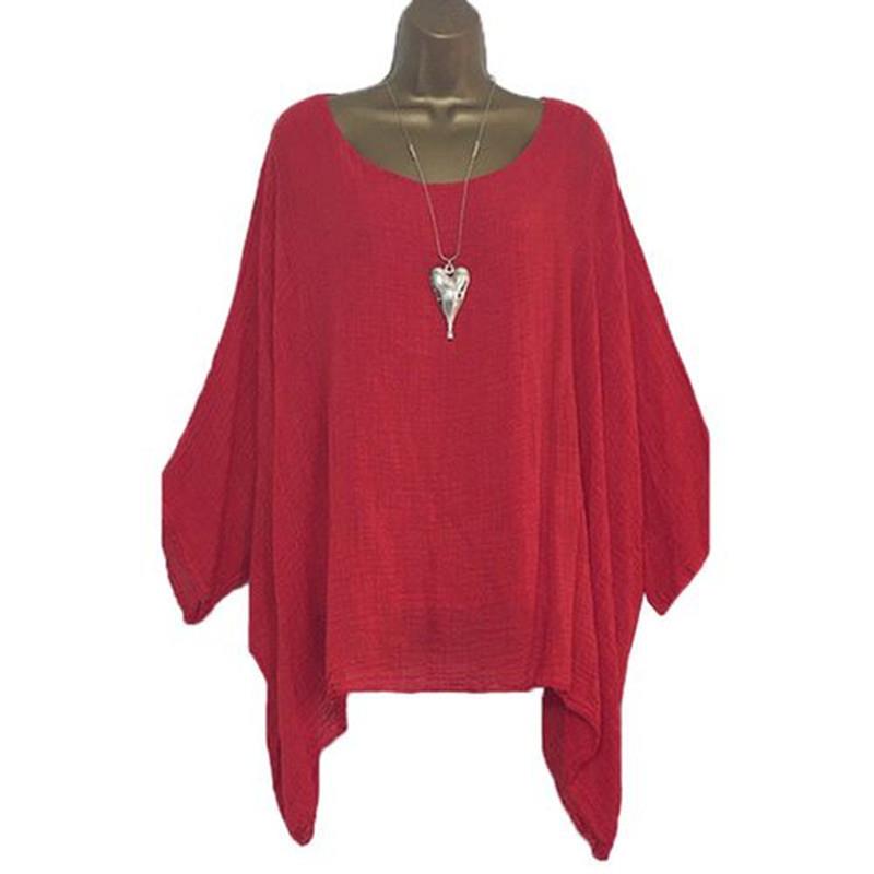 Womens Irregular Fashion Sleeves Collar Hem Blouse Solid