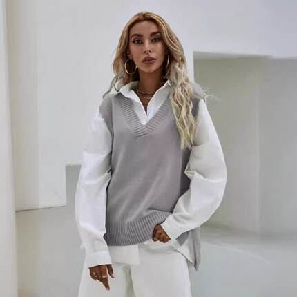 black outerwear female tops pullover sleeveless sweater