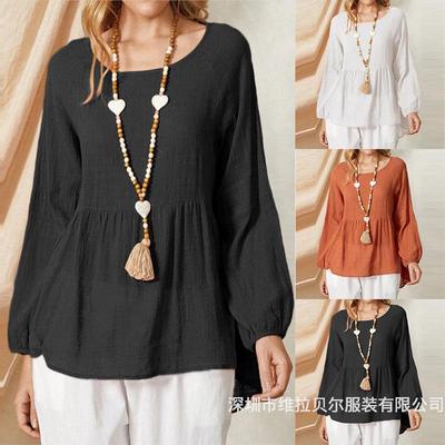 lantern imitation loose size linen womens shirt sleeve and