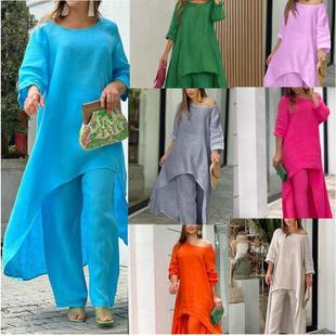 pants leg wide and long irregular loose oversize linen