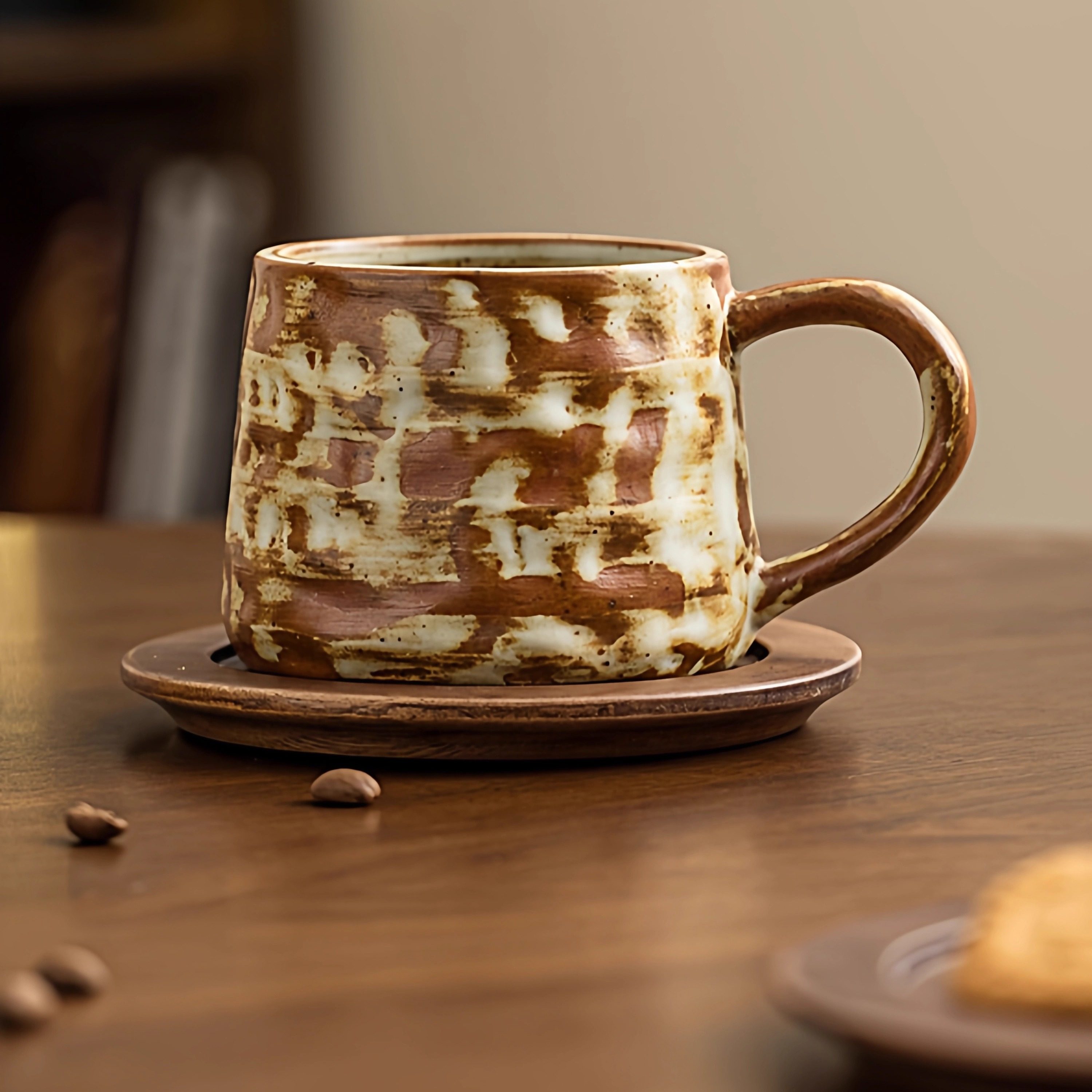 不规则粗陶杯高级感咖啡杯碟套装拿铁杯拉花杯复古马克杯下午茶杯,餐饮具,咖啡杯,淘宝优惠券,粉丝福利购,淘宝优惠卷